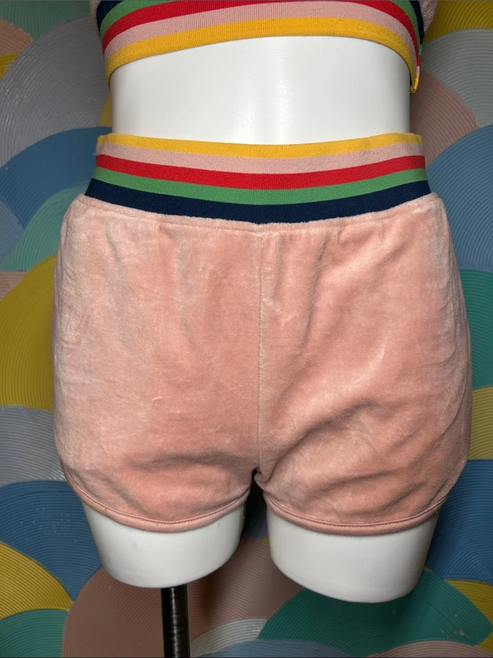 Wild Fable Light Blush Tank and short set with multicolor Trim sz xs